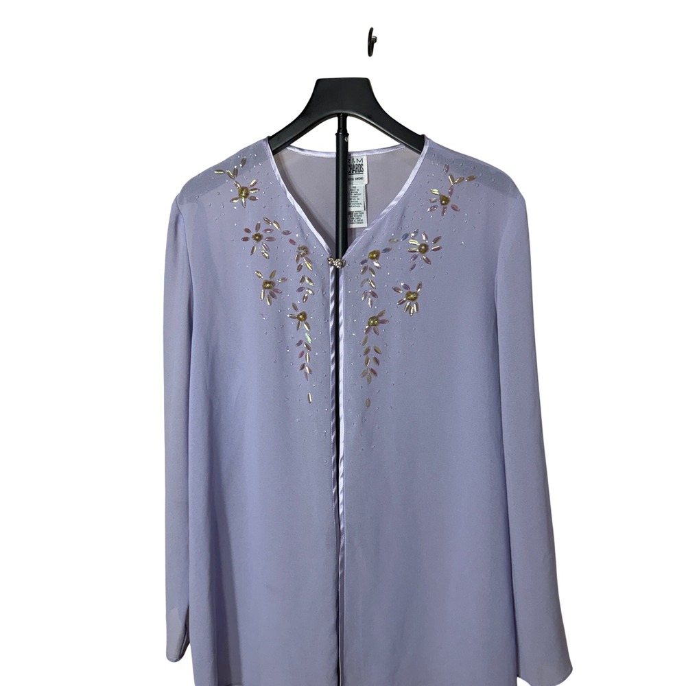 R&M Richards Karen Kwong Lavender Beaded Sheer Evening Jacket Size 16 Formal - Picture 2 of 6